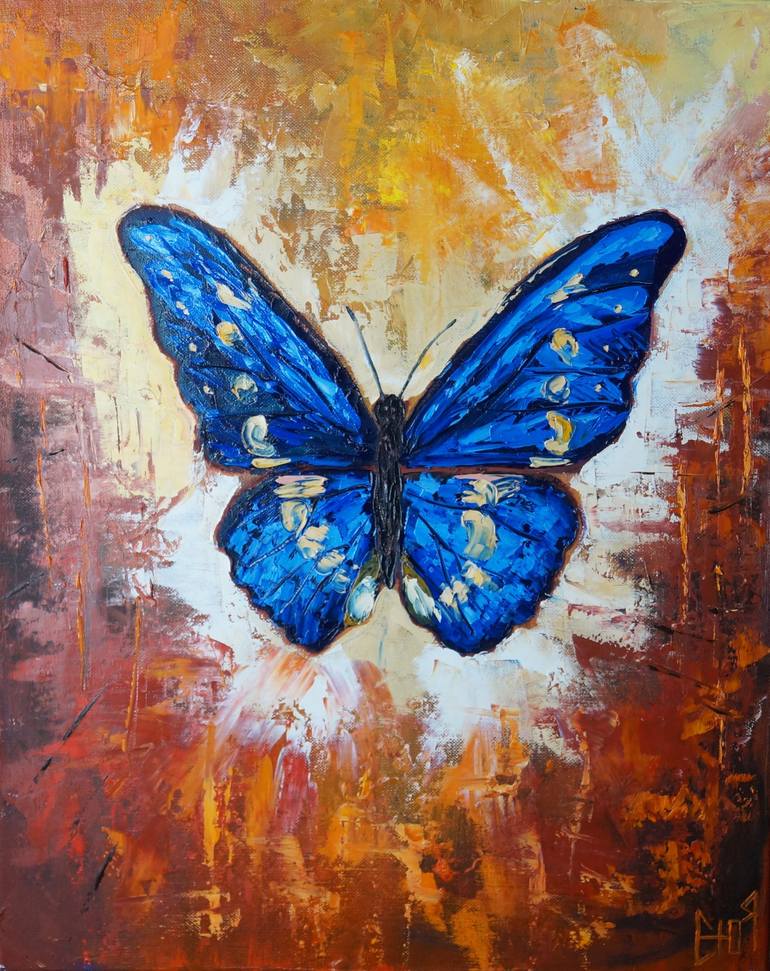 Butterfly Oil Painting On Canvas Butterfly Original art Modern ...