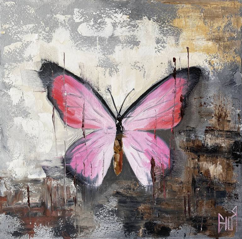 LIGHT AND DARKNESS butterfly abstract art oil painting on canvas