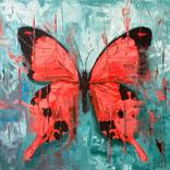 RED LORD - butterfly abstract original art painting on canvas gift idea by Julia Good