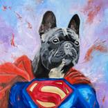 SUPERDOG - dog original painting art superhero superman abstract wall art animal home interior by Julia Good