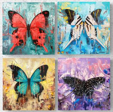 FAVORITE BUTTERFLIES - butterfly abstract art oil painting on canvas butterfly painting wall decor gift idea thumb