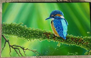 Oil painting, colorful bird, wild nature thumb