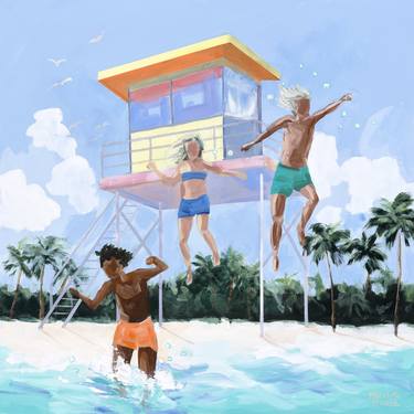 Original Figurative Beach Paintings by Meredith Howse