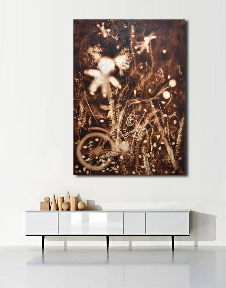 Original Abstract Bicycle Painting by Milena Nicosia