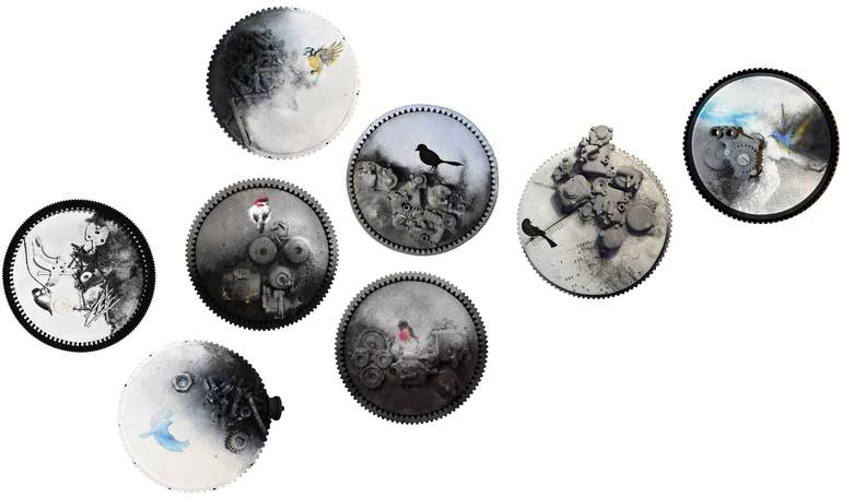 Original Abstract Animal Mixed Media by Milena Nicosia