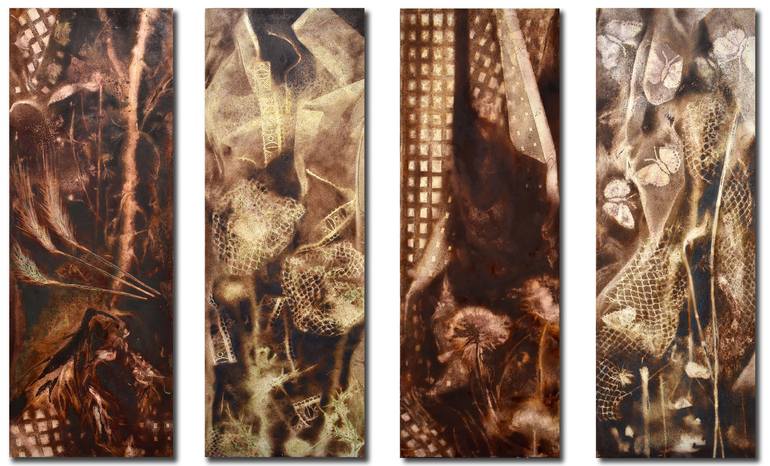 Original Still Life Painting by Milena Nicosia | Abstract Art on Canvas | Set di 4 opere: "Le 4 terre"