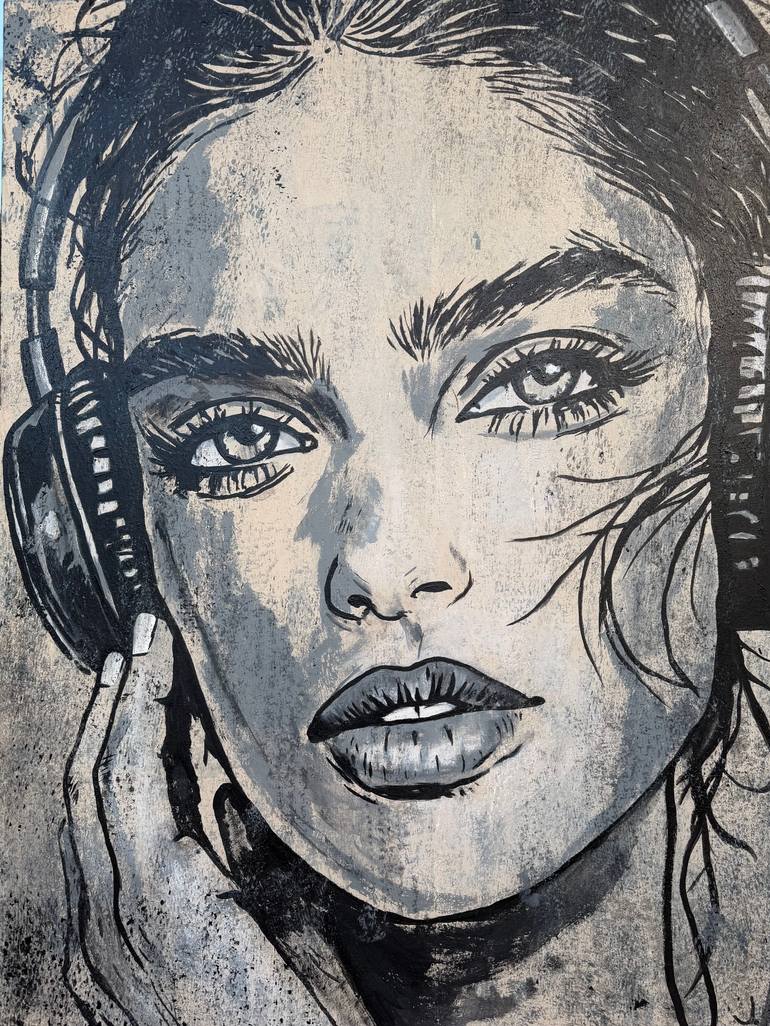 Original Women Painting by Joana Ribeiro Da Silva | Black & White Art on Canvas | I know it's over (The Smith)
