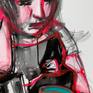 Close up of the artwork. Pink is a UV-fluorescent acrylic.