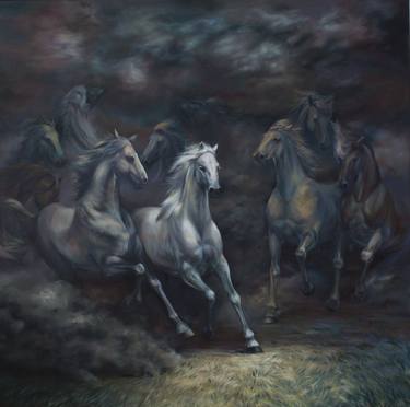 Original Impressionism Horse Paintings by Nastya Parfilo