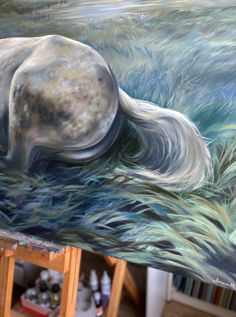Original Impressionism Horse Painting by Nastya Parfilo