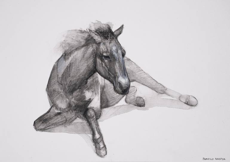 Original Realism Horse Drawing by Nastya Parfilo