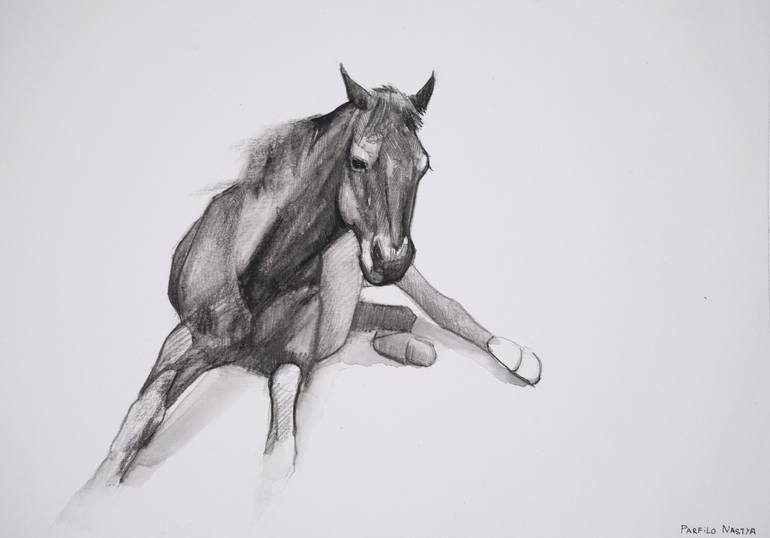 Original Realism Horse Drawing by Nastya Parfilo