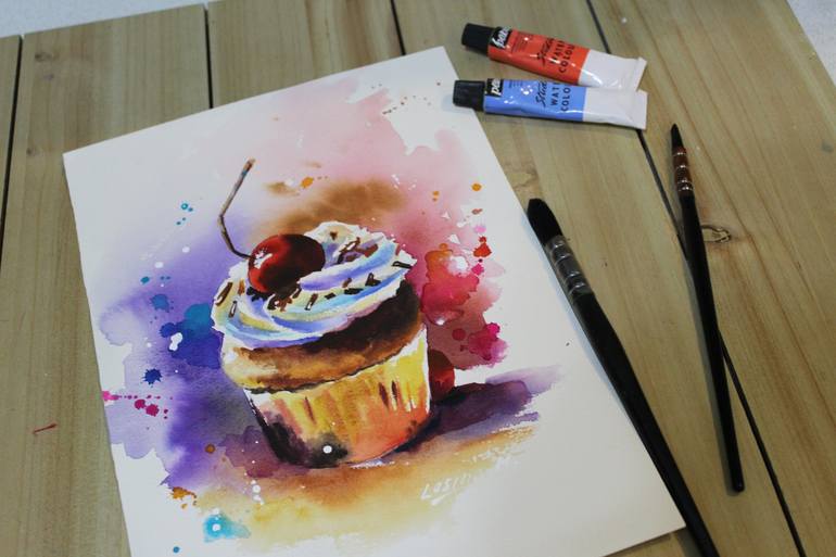 Original Expressionism Food Painting by Marina Lesina