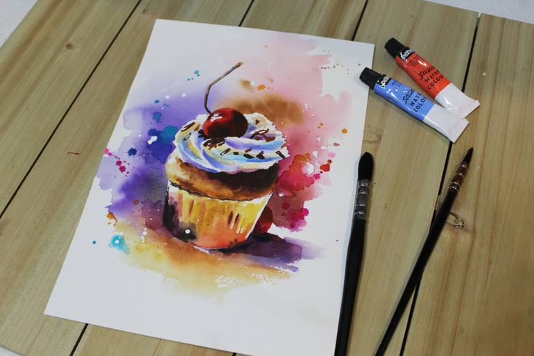 Original Expressionism Food Painting by Marina Lesina