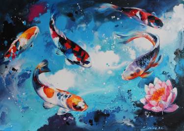 Original Fish Painting by Marina Lesina