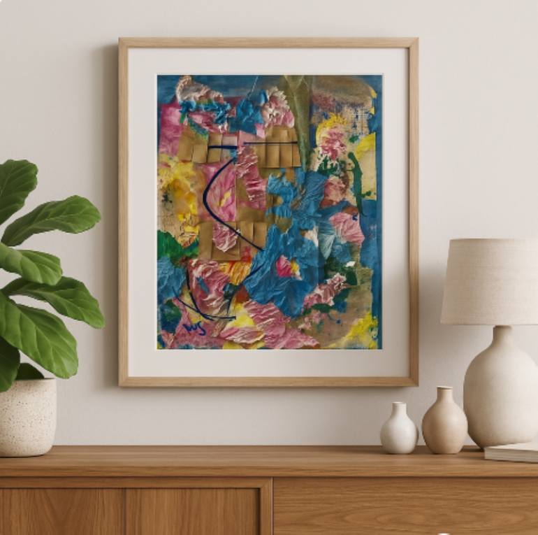 Original Abstract Collage by Wendy Stewart Scribbled Apollo