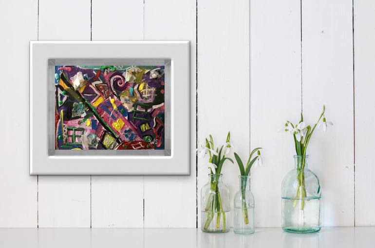 Original Abstract Expressionism Abstract Collage by Wendy Stewart Scribbled Apollo