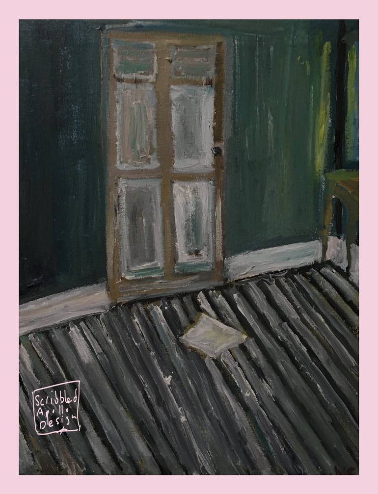 Original Architecture Painting by Wendy Stewart | Abstract Expressionism Art on Canvas | The Note, oil on 12 x 16 inch canvas, 2019