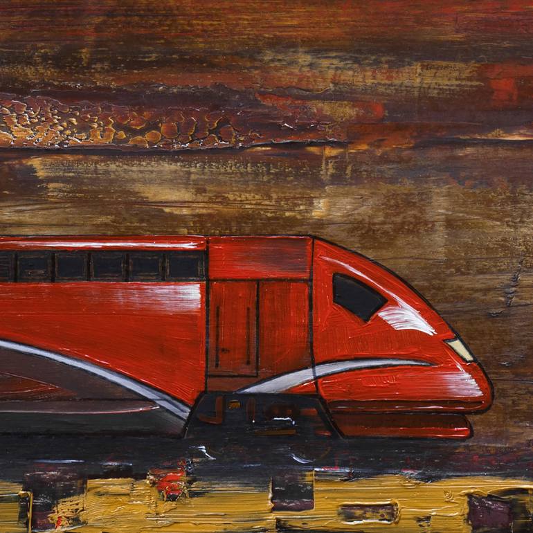 Original Abstract Train Painting by Nikita Grazhevskiy