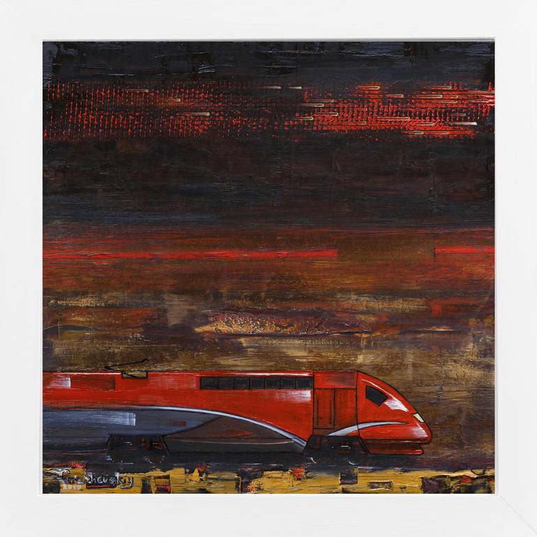 Original Abstract Train Painting by Nikita Grazhevskiy