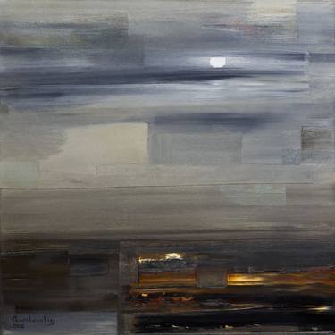 Kupala Night - Original Oil Abstract Landscape. Oil on Canvas. Full Moon. thumb