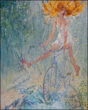 Original Abstract Expressionism Bicycle Paintings by Valeriy Radetskyy