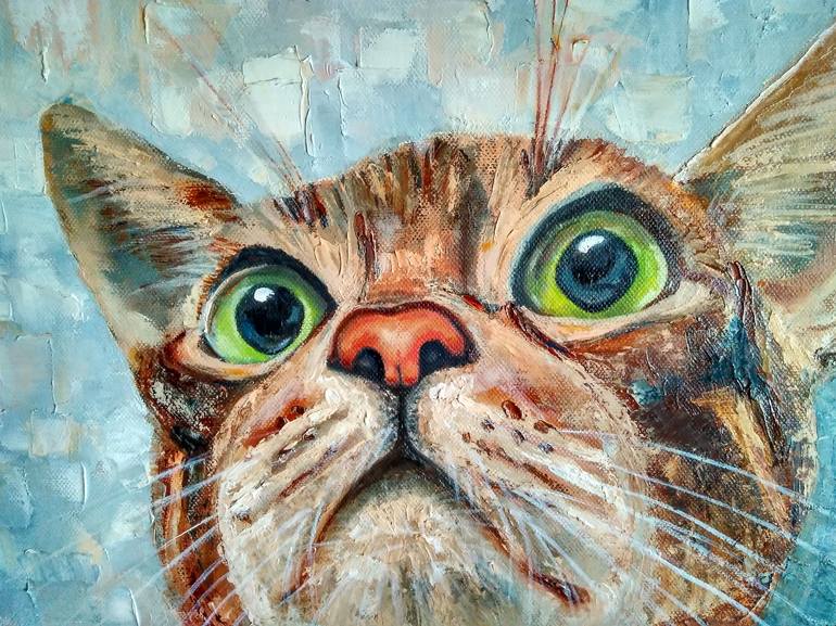 Original Impressionism Cats Painting by Yulia Berseneva