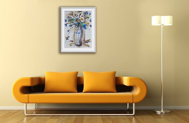 Original Art Deco Floral Painting by Irina Zarubina