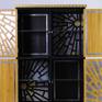 4-Doors wooden cabinet with 4 glass plates.The figurative  image of the peacock is painted mainly with transparent paint and decorated with gold leaf. It is a cabinet to use. When you have this cabinet in your interior you can surprise visitors when you open it.