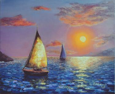 Print of Fine Art Seascape Paintings by Elvira Hilkevch