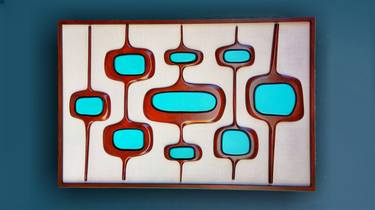 Mid century modern wood wall sculpture thumb