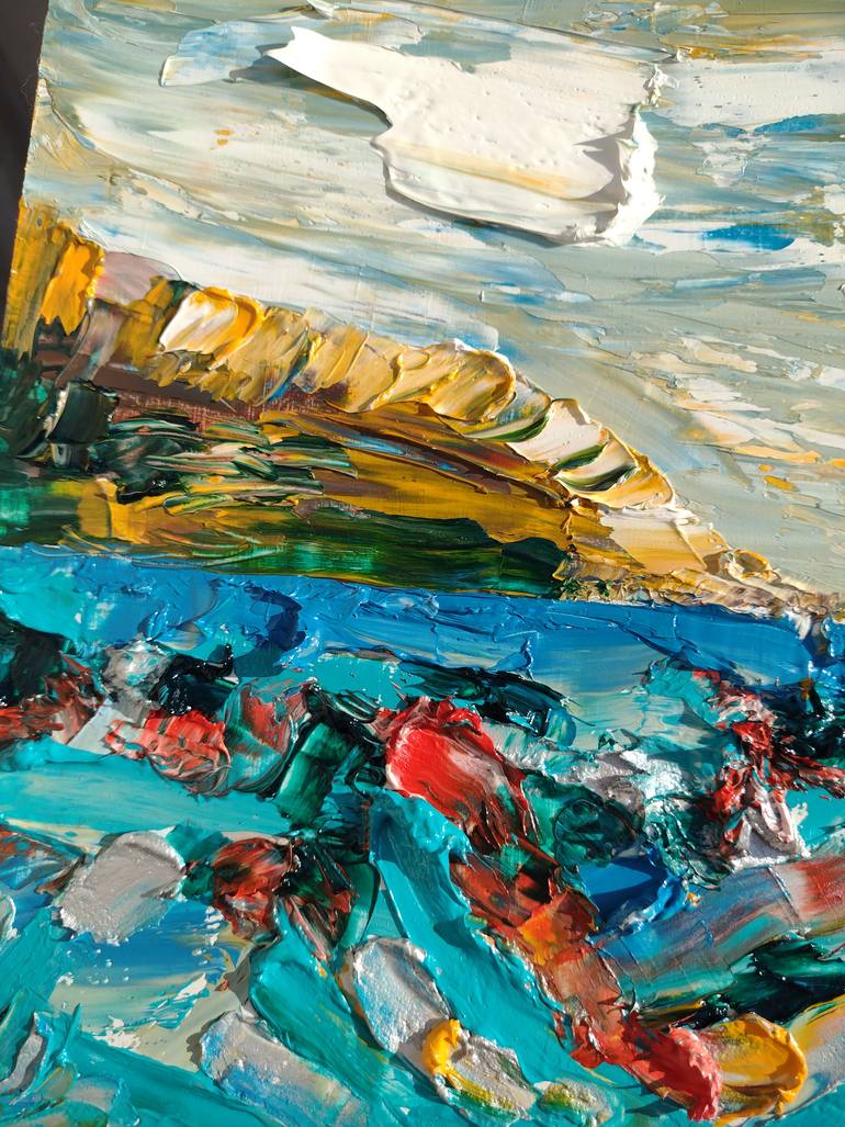 Original Contemporary Beach Painting by Klotild Szentjoby 