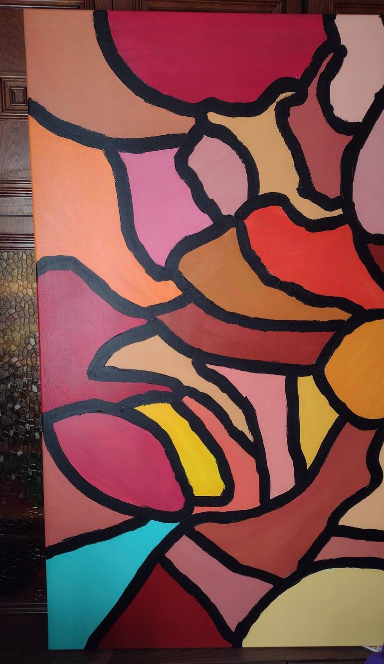 Original Art Deco Abstract Painting by Klotild Szentjoby 