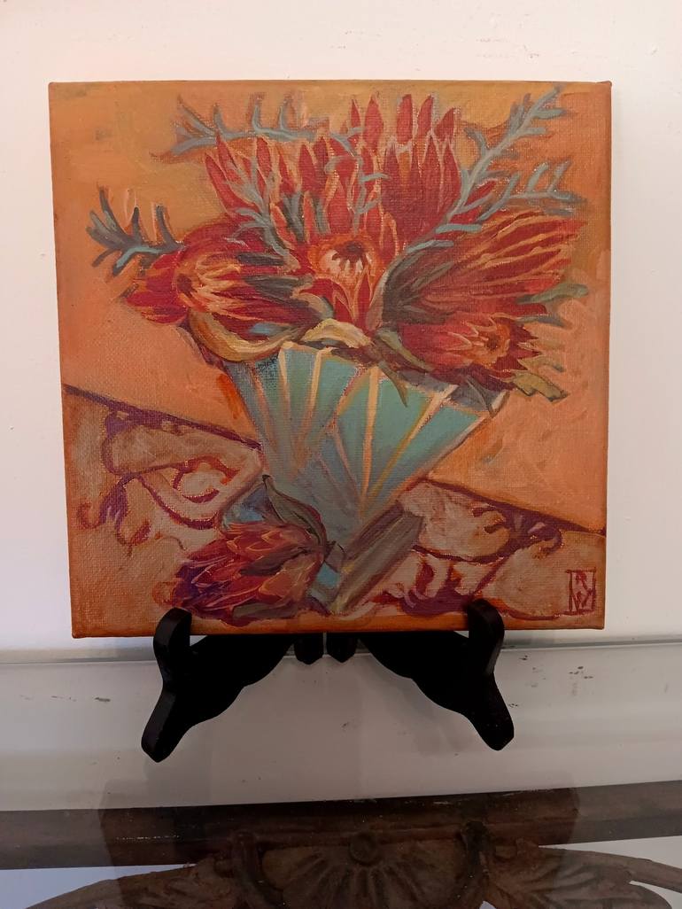 Original Art Deco Floral Painting by Robert Wallace