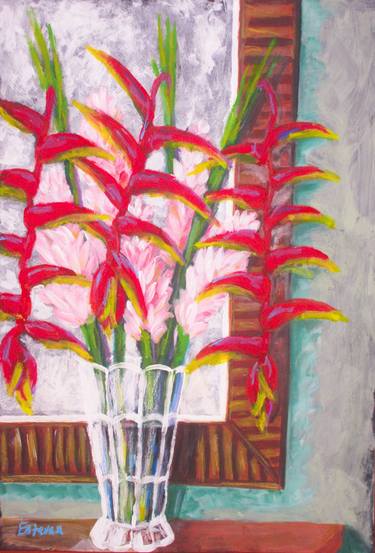 Still Life with Heliconias and Ginger Lilies thumb