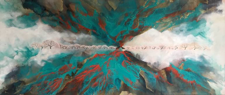 Original Abstract Expressionism Landscape Painting by Zhanhui Zhang