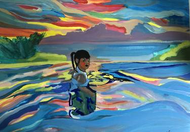 Saatchi Art Artist MARCELLO CULTRERA; Paintings, “My niece Birdie swimming in Bali” #art