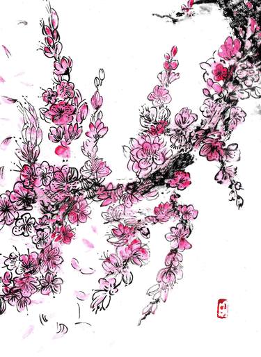 Spring blooming, Sumi-e painting thumb