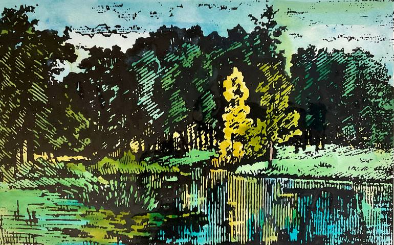 Original Expressionism Landscape Printmaking by Philippa S Beale
