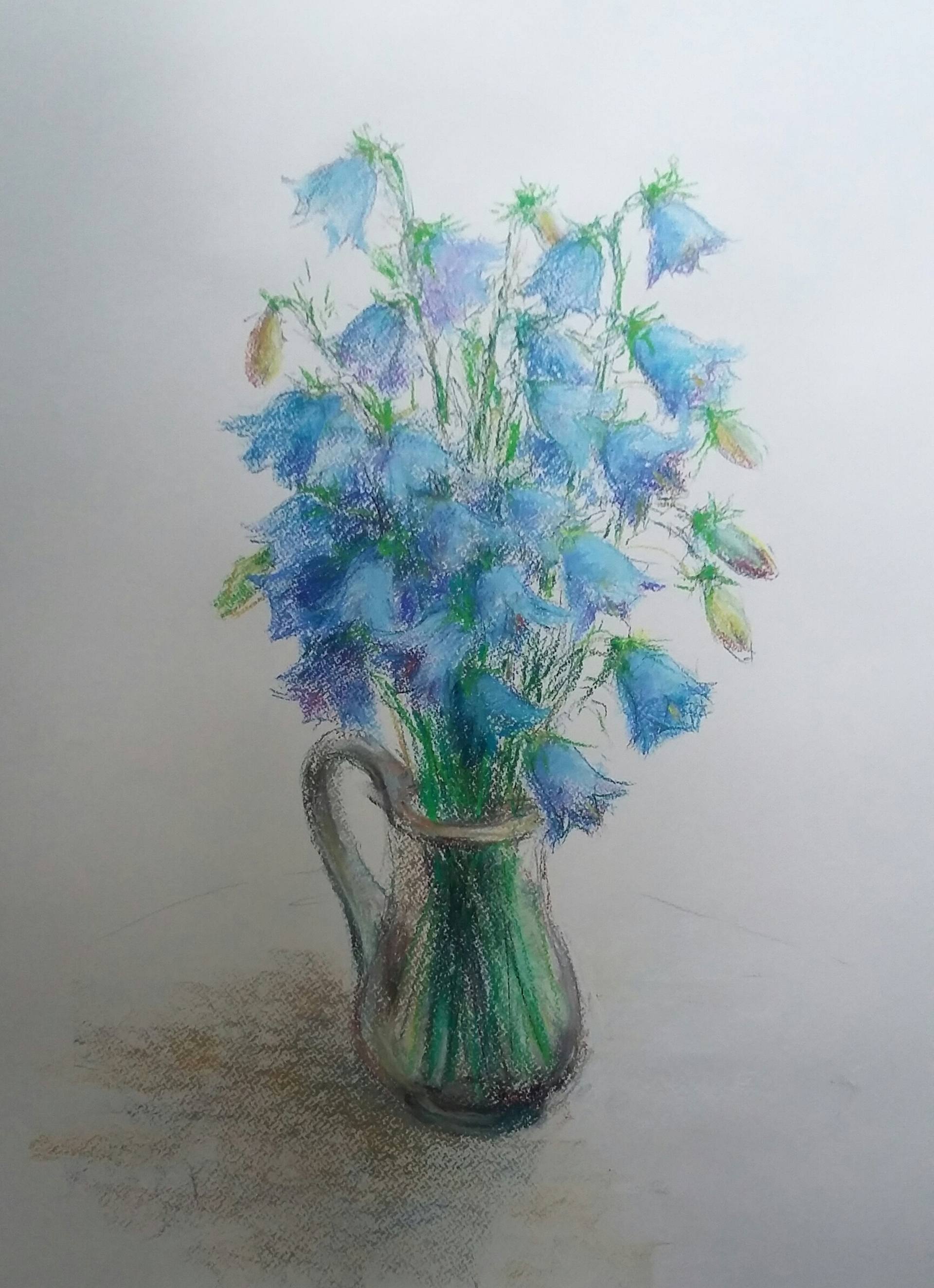 Bluebells Flowers Original Pastel Drawing Drawing By Elena Klyan Saatchi Art
