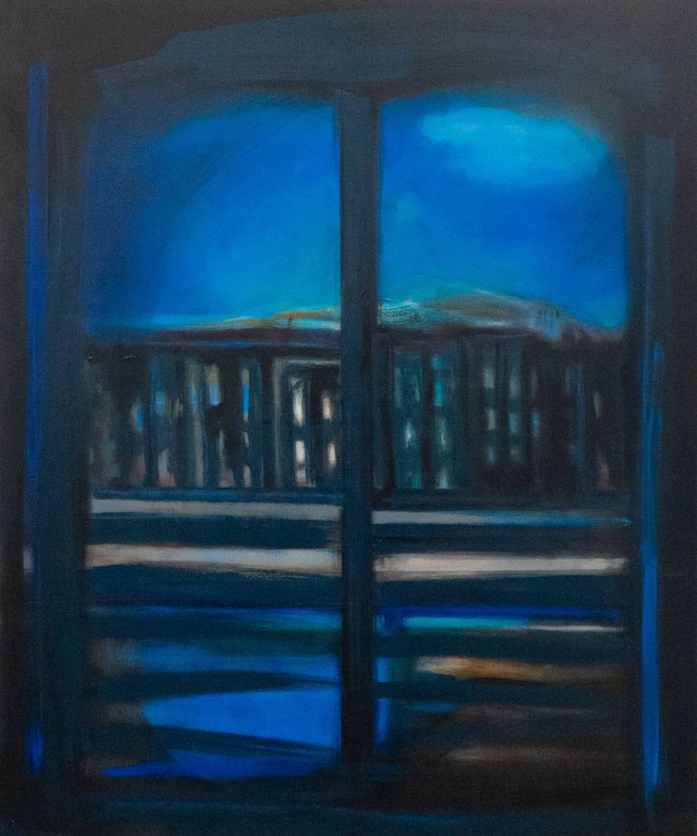Original Abstract Painting by Luciana Livi | Abstract Art on Canvas | Di notte alla finestra (At the window at night)