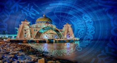 Beautiful Abstract Mosque Fusion Work Painting thumb