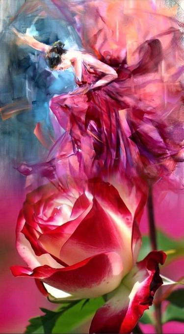 Beautiful Abstract Russian Woman Rose Fusion Fairy Painting thumb