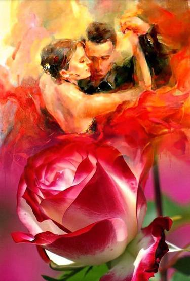 Beautiful Abstract Russian Couple Rose Fusion Fairy Painting thumb