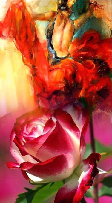 Beautiful Abstract Russian Woman Rose Fusion Fairy Painting thumb