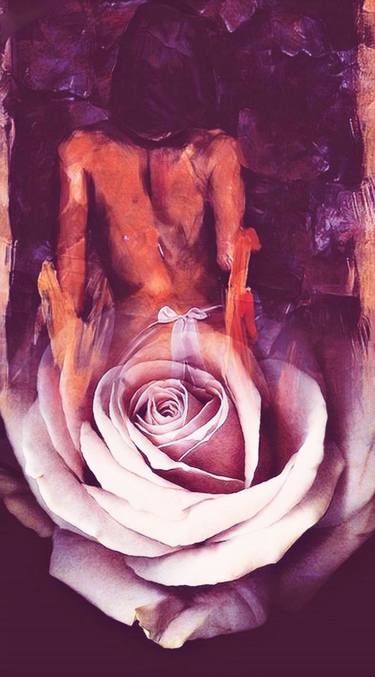 Beautiful Abstract Figurative Nude Rose Fusion Painting thumb