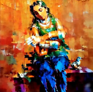 Beautiful Abstract Indian Woman Painting thumb