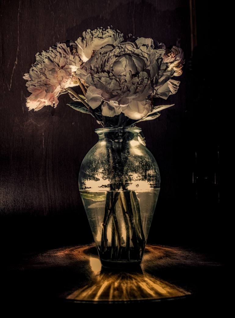 Original Floral Photography by Sarah Morton | Figurative Art on Paper | Peonies in a glass vase, III - Limited Edition of 10