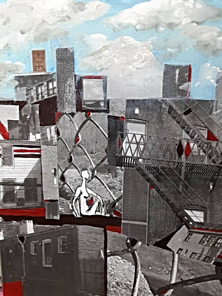 Original Abstract Cities Collage by Christine Corvin
