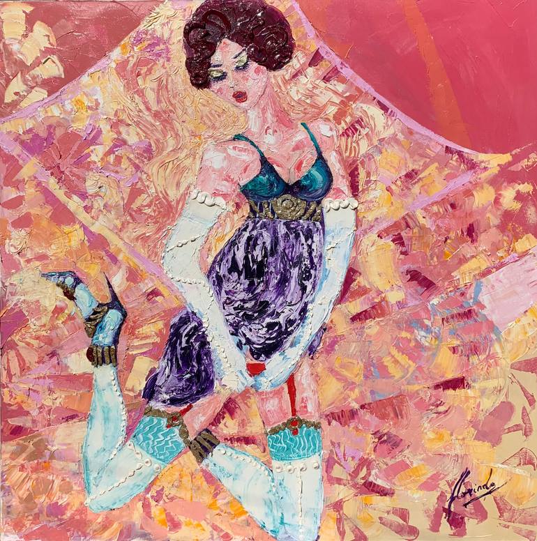 Original Abstract Expressionism Women Painting by Florinela Bocsa